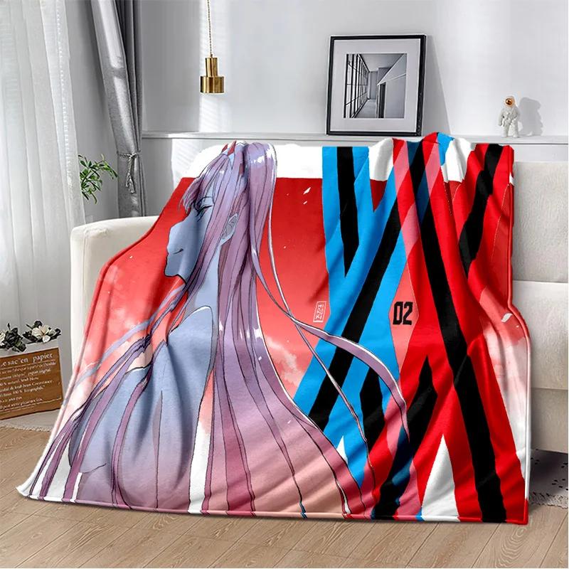 3D Sexy Girl Zero Two DARLING In FRANXX Soft Plush Blanket,Flannel Blanket Throw Blanket for Living Room Bedroom Bed Sofa Picnic