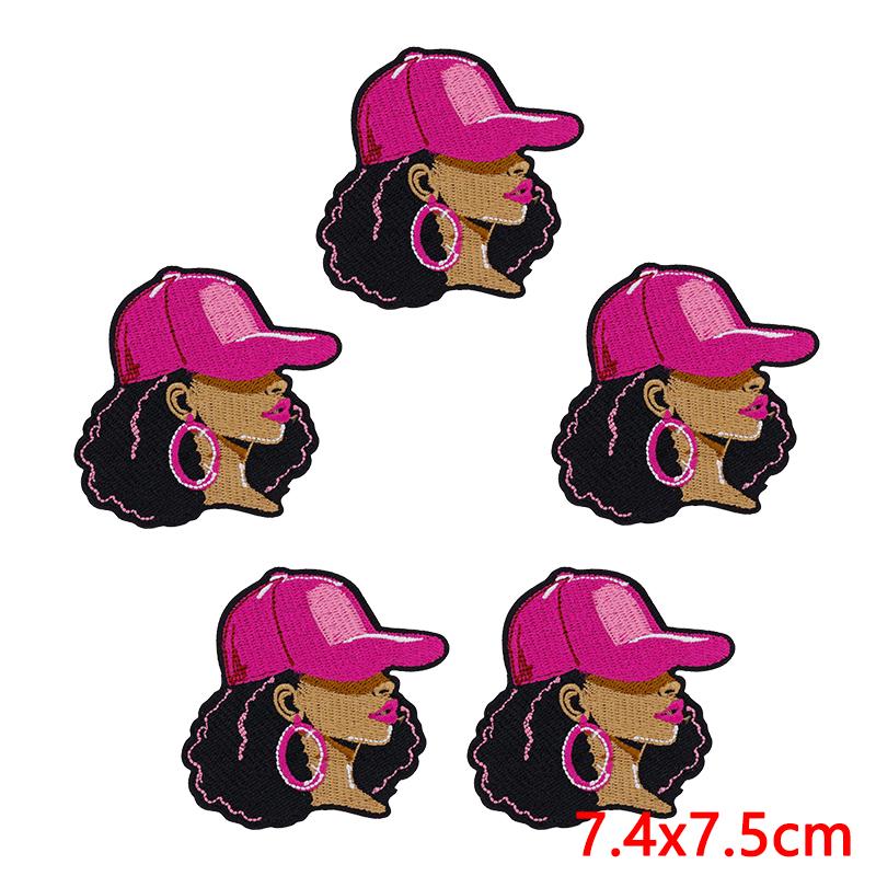 10PCS Fashion Black Girl Embroidered Patch Iron On Patches For Clothing Black Girl Magic Patches For Clothes Jackets Sewing DIY