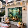 2D plane 1 piece of 2D plane printed forest campfire tent scene photography background polyester fabric