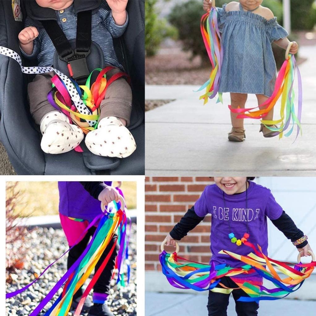 50Cm Montessori Style Sensory Toy Bpa-Free Non-Toxic Baby Ribbon Ring Newborns Upwards Develop Colour Recognition Sensory Toy