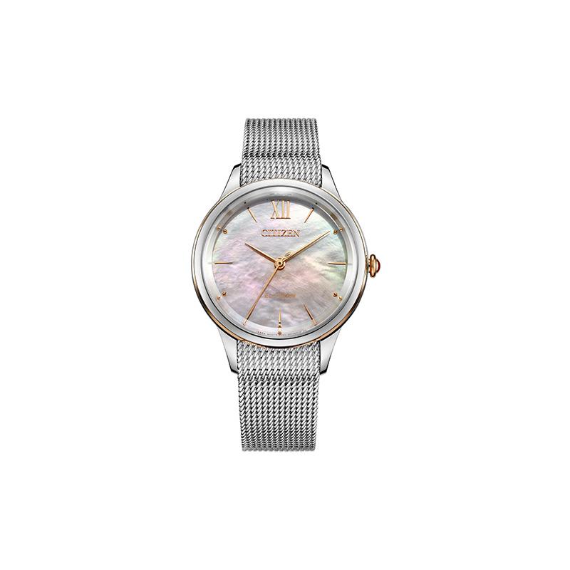 

CITIZEN Eco-Drive Series Leisure Eco-Drive Fritillary Solar Quartz Steel Strap Women s Watch Silver Dial EM0816-88Y синій