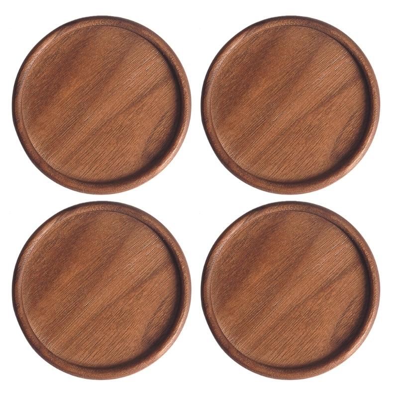 4Pcs Wood Coaster for Drink Table Protective Wooden Round Pad for Coffee Table Cup Coaster Mats Home Decorations