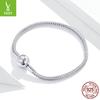 S925 Sterling Silver Simple Basic Snake Bone Bracelet, Versatile Platinum Plated Single Bracelet Scb201
