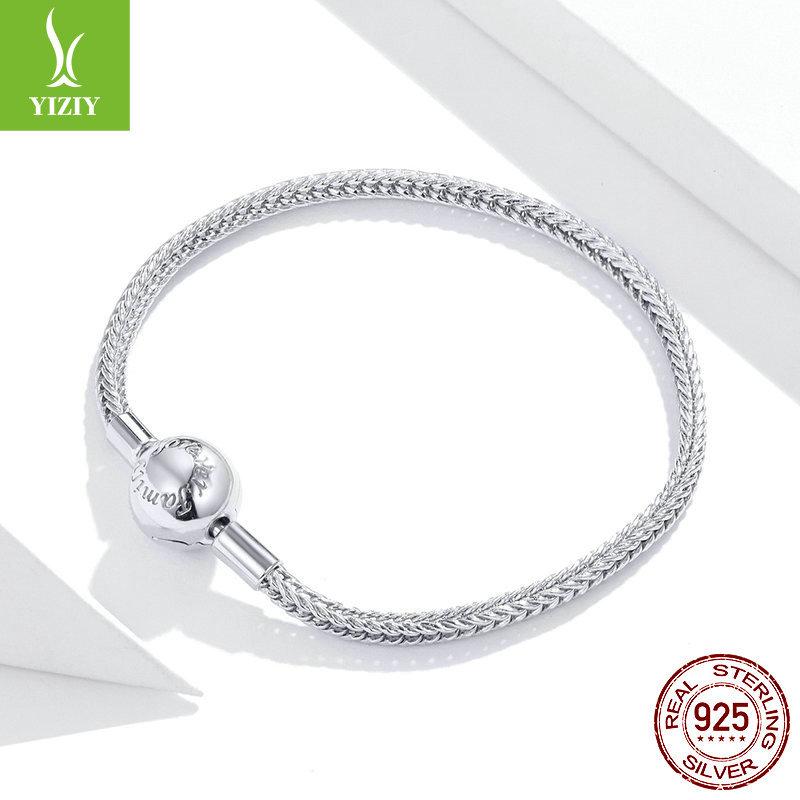 S925 Sterling Silver Simple Basic Snake Bone Bracelet, Versatile Platinum Plated Single Bracelet Scb201