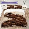 Coffee Black Cat Pattern Bedding Uilt Set Uilt Cover Pillowcase Home Decoration Birthday Gift (1 * Duvet Cover + 2 * Pillowcase  Without Core)