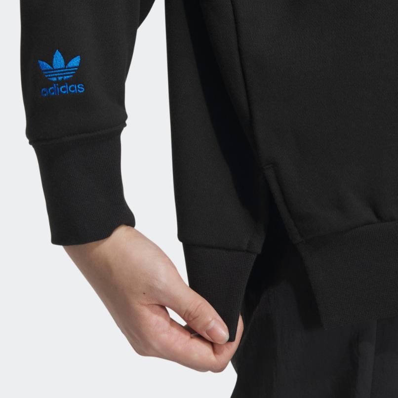 Adidas Originals Trefoil Love Logo Crew Neck Sweatshirt Women Tops Black IK8661