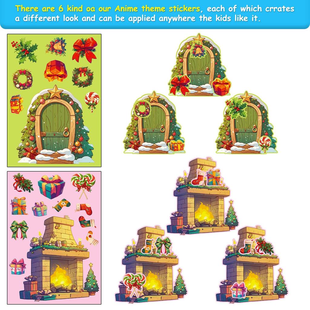 6 Pieces/set Christmas Face Changing Puzzle Stickers Children's DIY Puzzle Cartoon Stickers  Elk Face Changing Stickers