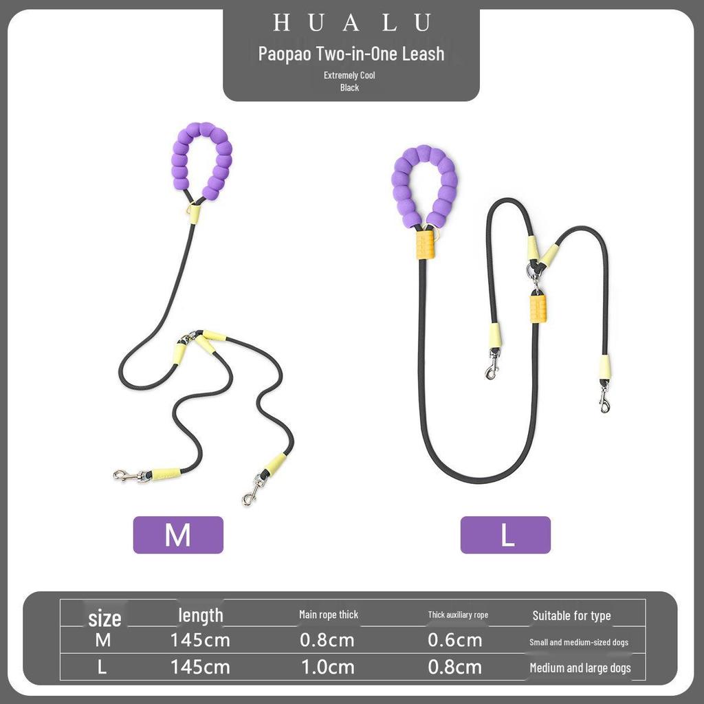 Dopamine Color Double Dog Leash for Two Puppies – Single Pull Multi-Dog Leash