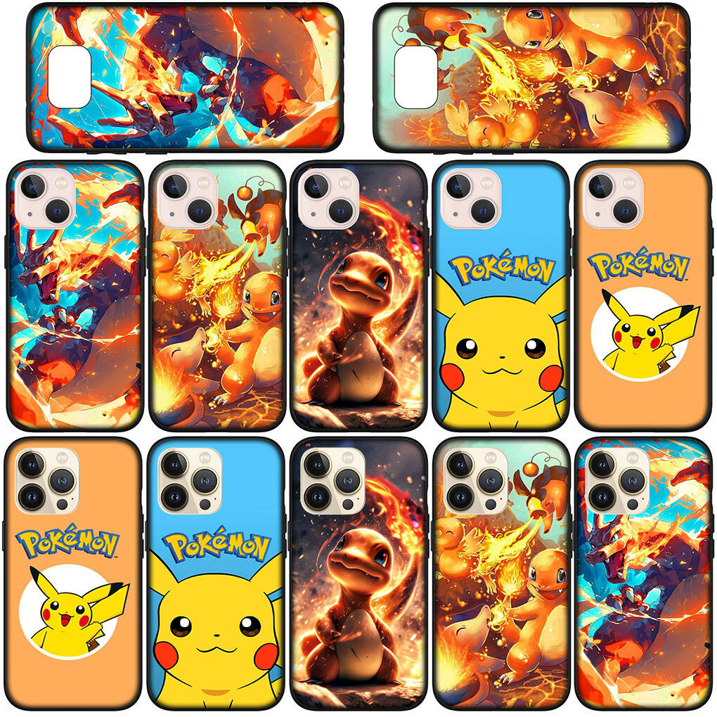 Phone Case for Samsung Galaxy S25 S23 S22 S24 Ultra FE Plus S9 A05 A06 A15 A16 A36 A37 A35 A54 A55 A56 A57 A25 A53 Anime Pikachu Pokemon GO Charmander
