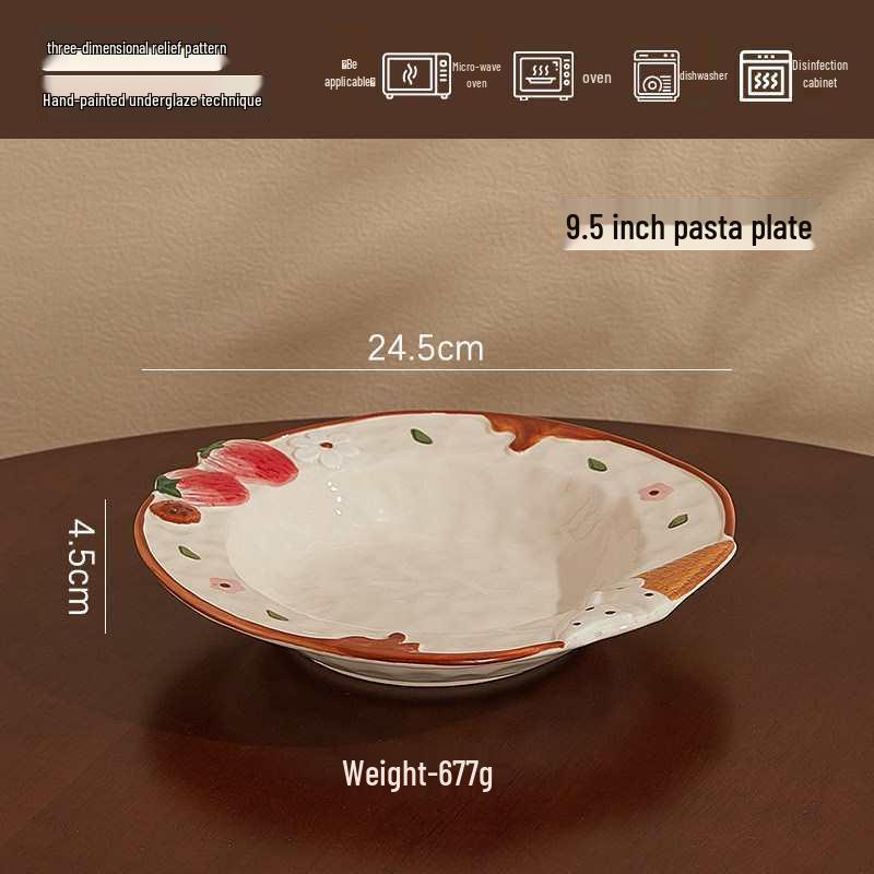 Süßes geprägtes Apfel Keramik Geschirr Set: Eisplatte, Reisschüssel, Nudelsuppenschüssel, Salat- und Pastateller