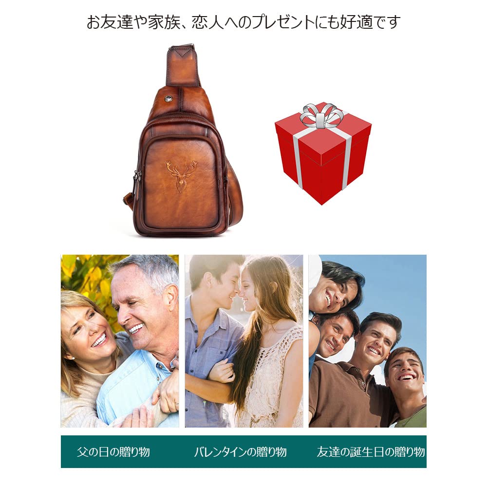 Whatna Tanned Natural Cowhide Leather Crossbody Bag for Genuine Thick Leather with Earphone 13541 Antique-Style Bag, One-Shoulder Men, Hole, (Black)