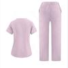 Ladies' Loose And Comfortable V-neck Short Sleeved Workwear With Multiple Pockets Suit Set