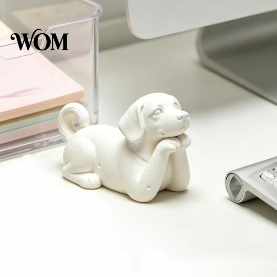 Versatile White Dog Figurine 3D Printed Figurine, Cute Puppy Figures, Small Animal Plain Statue Figurines, Realistic Detailed for Lovers Burr-free