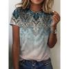 Summer Loose Round Neck T-shirts Ethnic Style Fashionable Straight Tube Short Sleeved Women's T-shirts