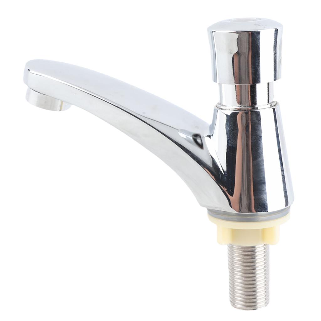 Basin Sink Tap Home Faucet Time Delay Faucet Copper Self Closing Single Cold Sink Taps for Home Kitchen Public
