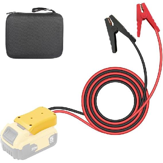 Jumper Cable Clamps For DeWalt 20V Battery Jump Starter, 2.0FT 8AWG Car Battery Jumper Cable With Adapter, Automotive Battery Booster Cable For Tools