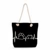 Multifunctional Dog Paws Printed Thick Rope Shoulder Beach Bag Casual Large Capacity Handbag 7601
