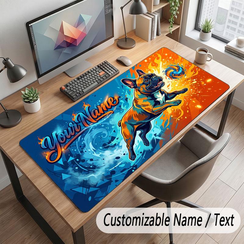 Dog Theme Customized Mouse Pad Personalized Print Name Text Desk Mat For Home Office Table Decor