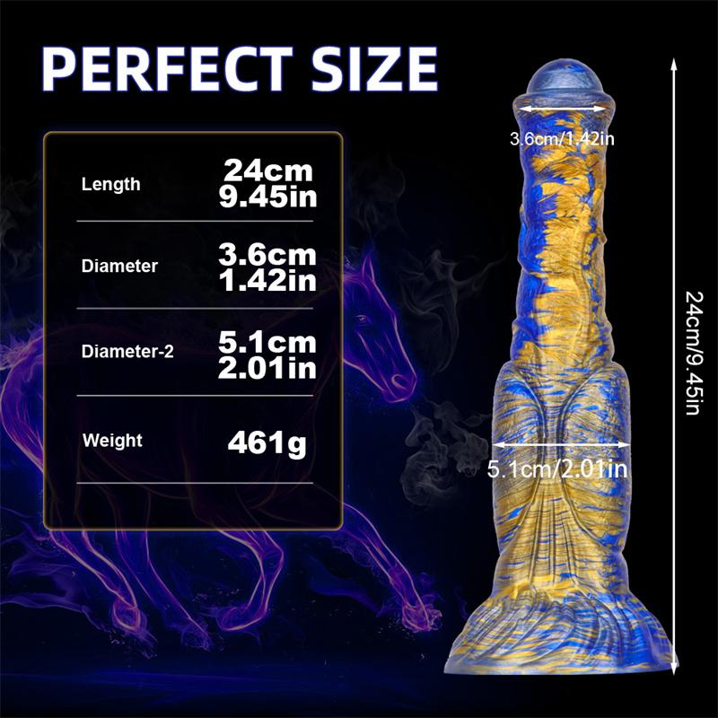 Eggless Horse Cock Mixed Color Liquid Silicone Dildo Female with Oversized Backyard Expansion Anal Masturbator