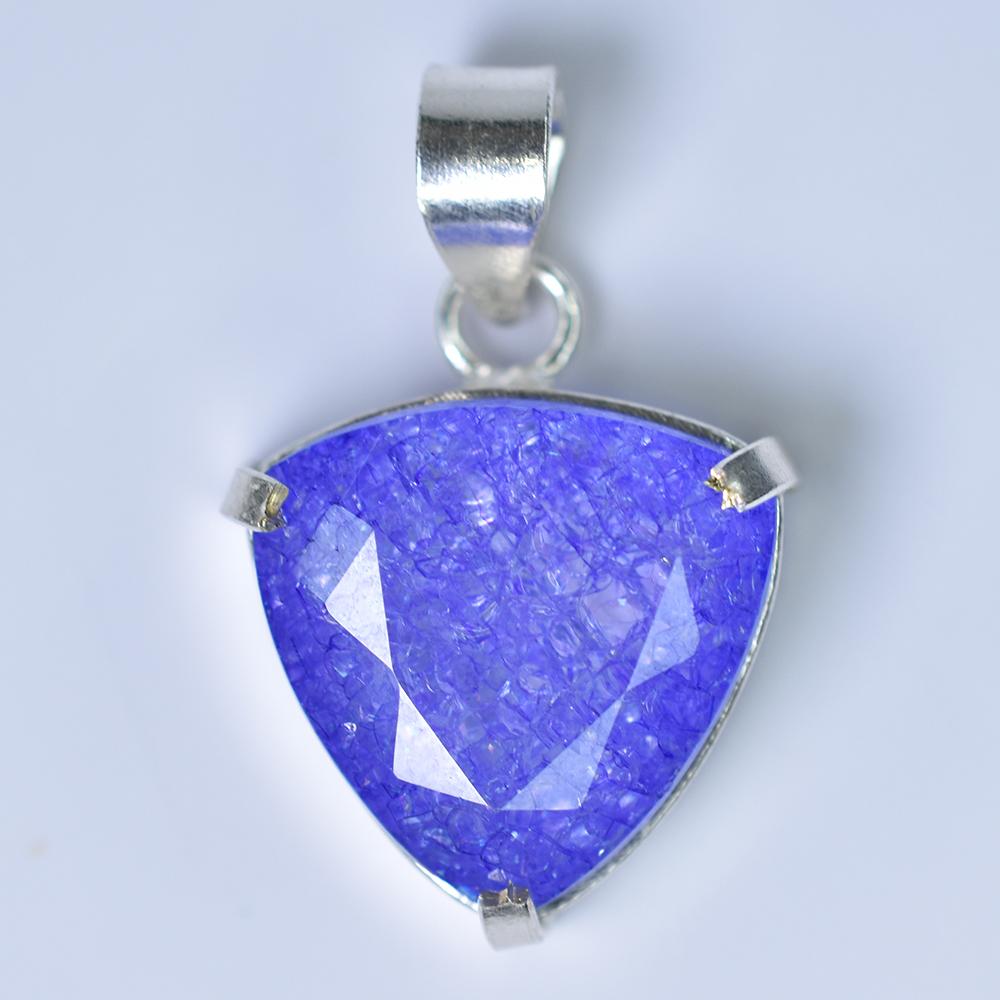 

Сертифікований кулон зі стерлінгового срібла 925 проби з дорогоцінним камінням 40 каратів натуральний сапфір триліонної форми MY.PD-168-NS 19.7 mm Approx. фіолетовий