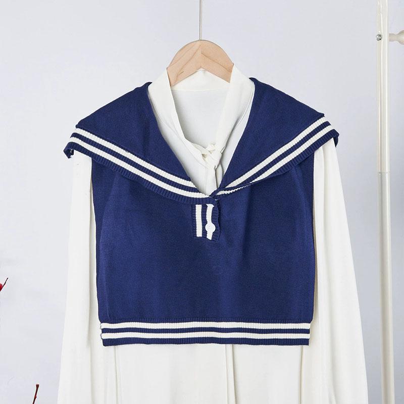 New Fashion Knit Scarf Cute Neck Warmer Circle Fake Collar False Collar Women Navy Style Detachable Collar For Women