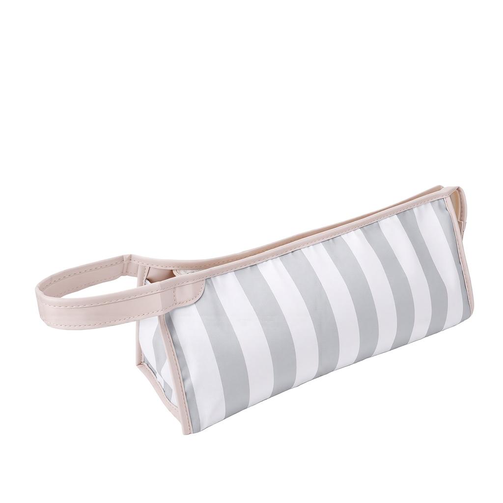 Hair Tools Travel Bag Reinforced Handle Water Proof Hair Dryer Storage Case for Accessories Gray White Stripe