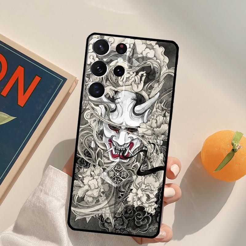 Oni Hannya Demon Mask Phone Case For Samsung Galaxy S25 S26 Ultra S24 S20 S21 S22 S23 Plus S10 S25 FE Back Cover