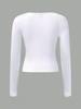 2024 Women's Y2K Slimming Solid Color U-Neck Long-Sleeve Top
