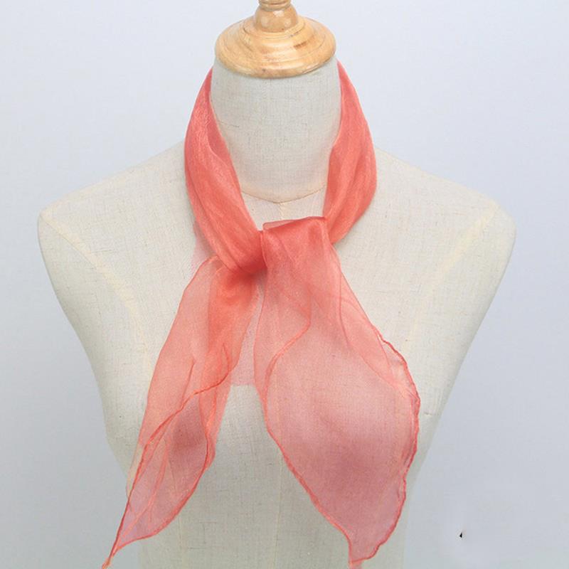 Free Shipping Silk Satin Hair Scarf Women Luxury Sunscreen Small Muffler Hijabs Head Neck Shawls Holiday Beach Vacation Scarves