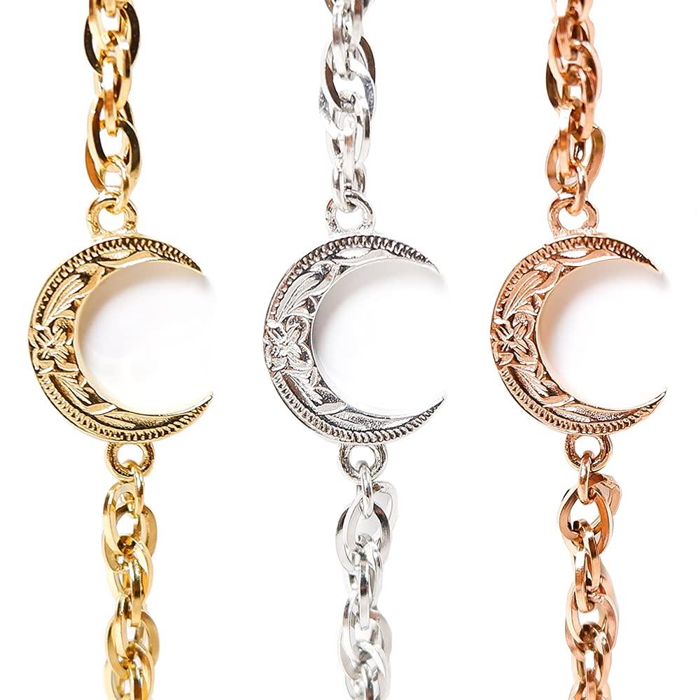 Hawaiian Jewelry Crescent Stainless Pink Gold [JULAISU] Bracelet, Moon, Women's, Men's, Scroll, Wave, Hypoallergenic, Surgical, Steel, Gift,