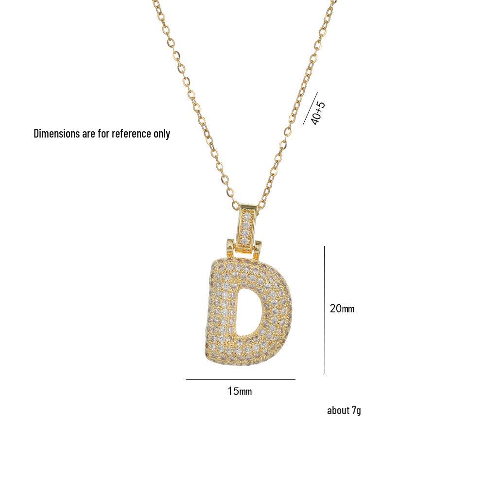 Women's European & American Style Copper Zircon Initial Necklace - Fashionable Clavicle Chain