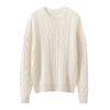 2026 Autumn/Winter Women's Cashmere Round Neck Cable Knit Sweater - Versatile, Loose, Slimming, Thick Knit.