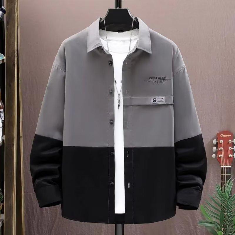 

Мужские осенние рубашки с длинными рукавами, свободная повседневная одежда в тон, мужские рубашки и куртки S чёрный