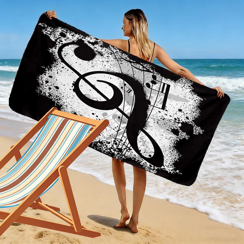 Telo Mare con Stampa Note Musicali, Telo Grande Morbido Asciugatura Rapida per Spiaggia Campeggio Nuoto