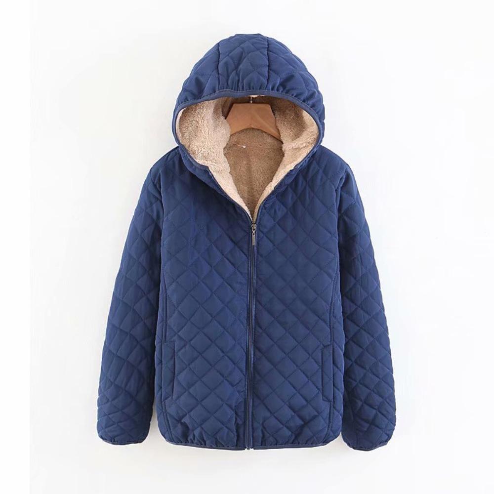 Women Autumn Winter Parkas Coat Jackets Women Lamb Hooded Plaid Long Sleeve Warm Winter Jacket