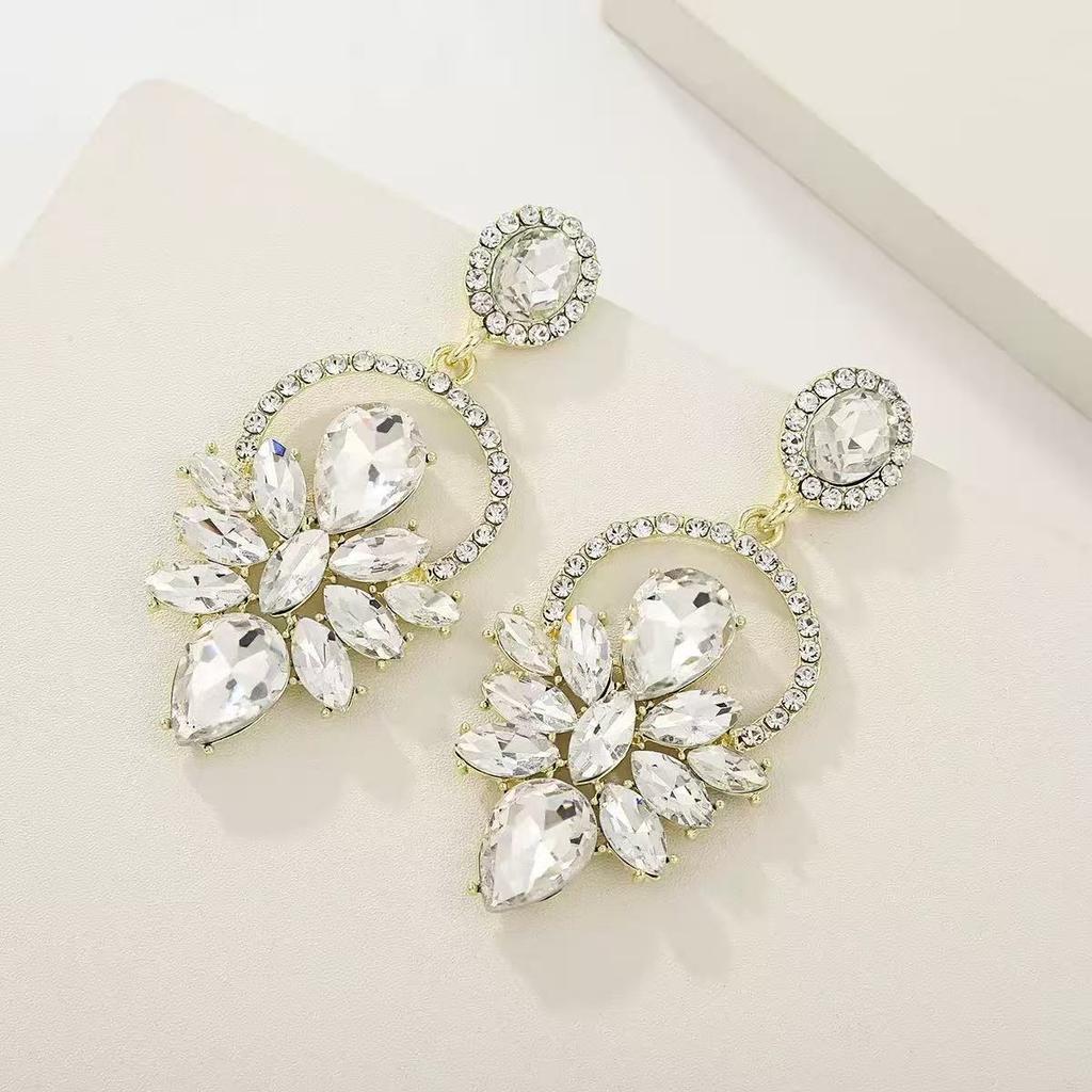 Multi-color luxury temperament inlaid zircon earrings women's stud earrings
