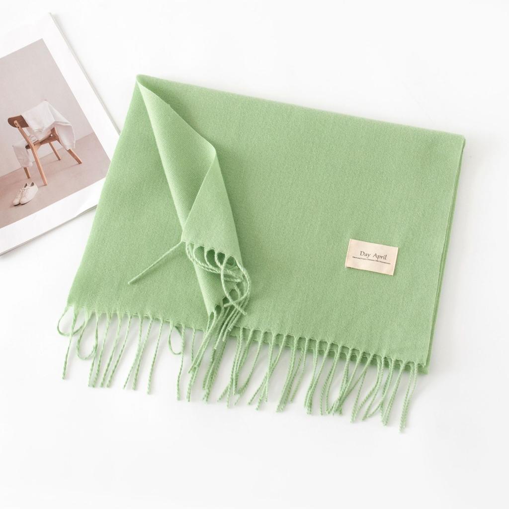 Cashmere Feel Solid Color Scarf for Women Imitation Cashmere Autumn and Winter Atmosphere Korean Style Versatile Mid Length Shawl Scarf