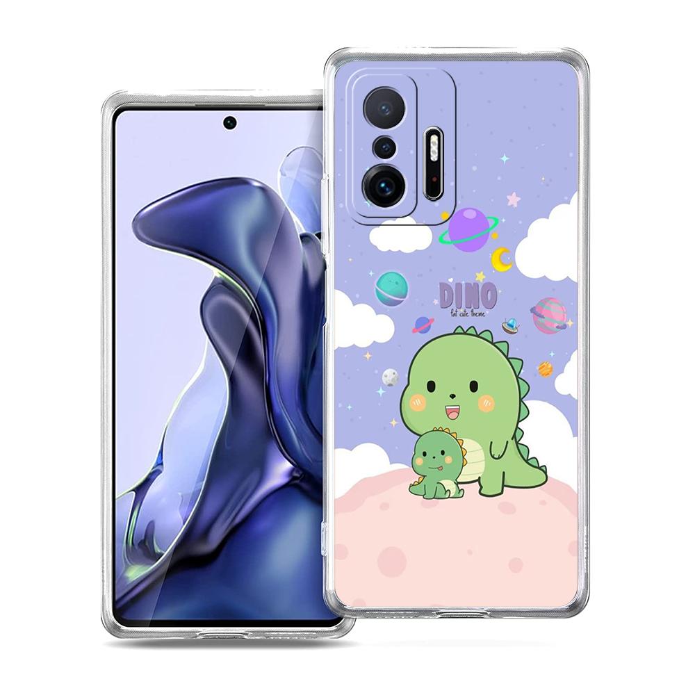 Transparent Phone Case for Xiaomi Mi 14 13 12 11 Ultra 13T 12T 11T Poco X3 NFC F3 F6 Pro Lite 5G Soft TPU Funny Cartoon Dinosaur
