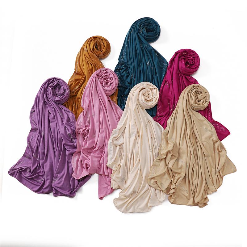 Muslim Solid Jersey Hijab Scarf for Women Cotton Square Head Wrap Scarves Jersey Hijabs Islamic Turban Headband Shawl Scarves