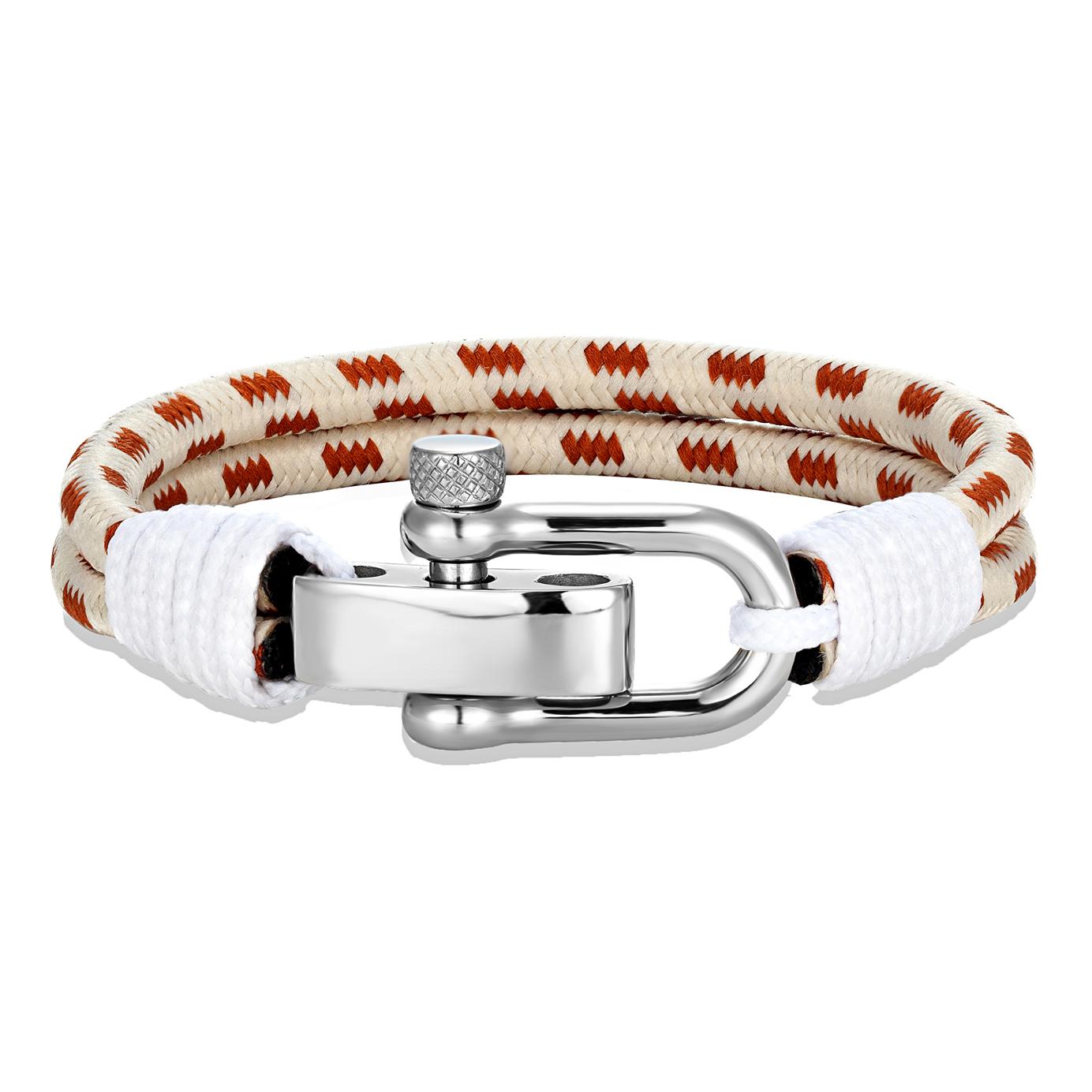 

Nautical Style Double Strand Rope with Stainless Steel Shackle Clasp Wrap Bangle Unique Sailing-Inspired Gift for Men 21-22CM білий