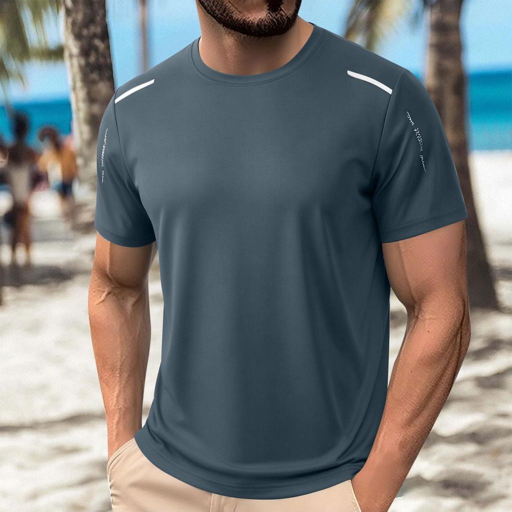 Men's Silk Short-sleeved T-shirt For Summer, Lightweight, Quick-drying, Mesh Pattern, Suitable For Sports And Fitness Activities.
