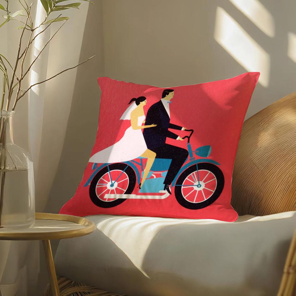 Illustration by DDawid Ryski Pillow Case Silky Elegant Comfort Sofa Bed Invisible Zipper