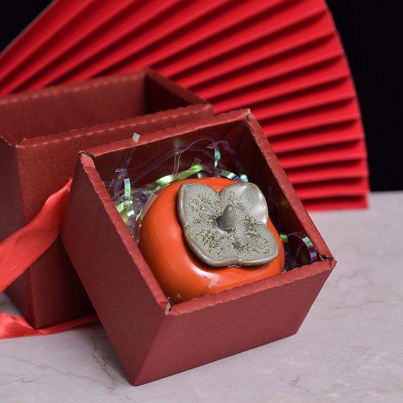 Persimmon Ruyi Scented Candle Gift Box Creative Ceramic Birthday Gift Fragrance Souvenir Persimmon Candle