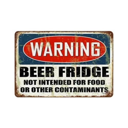 Warnung Bierkühlschrank Blechschild Bar Garage Man Cave Wanddekoration