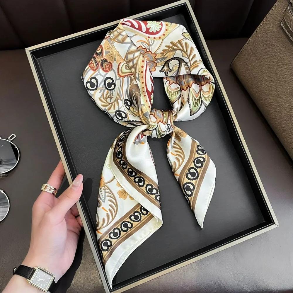 Fashion Luxury Brand 70cm Silk Feel Square Scarf Women Neck Tie Female Hair Bandana Headkerchief Shawl Wrap Hijab Echarpe