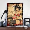 Vintage Anime Catgirl Eating Ramen Tinplate Poster Customized Wall Art Vintage Metal Signs Retro Tin Plaque for Bar Accessories