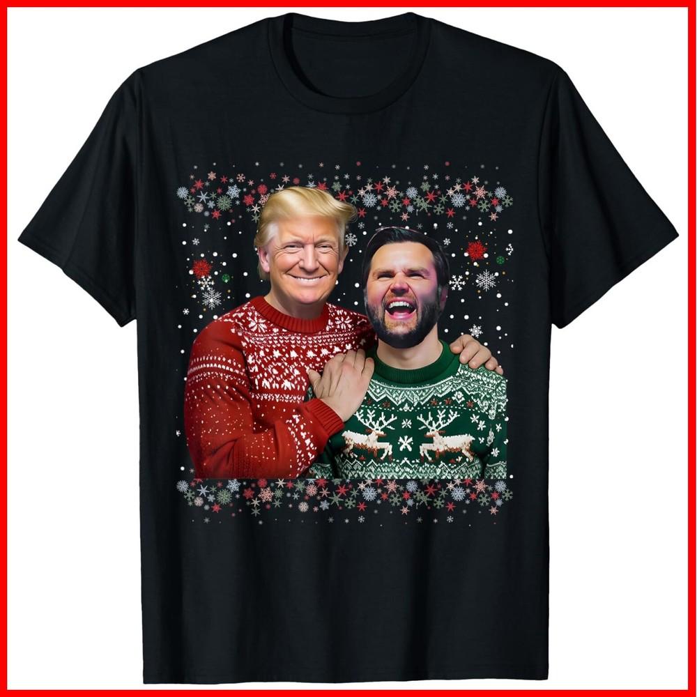 Trump Vance Brothers Funny Ugly Christmas Xmas Trump Black Cotton T-Shirt Unisex T-Shirt M