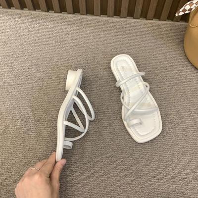 Korean Version of Chic Flat-bottomed Cool Slippers Spring and Summer Design Sense Niche Versatile Outer Wear Sandals Women's Shoes Seaside Beach Wome