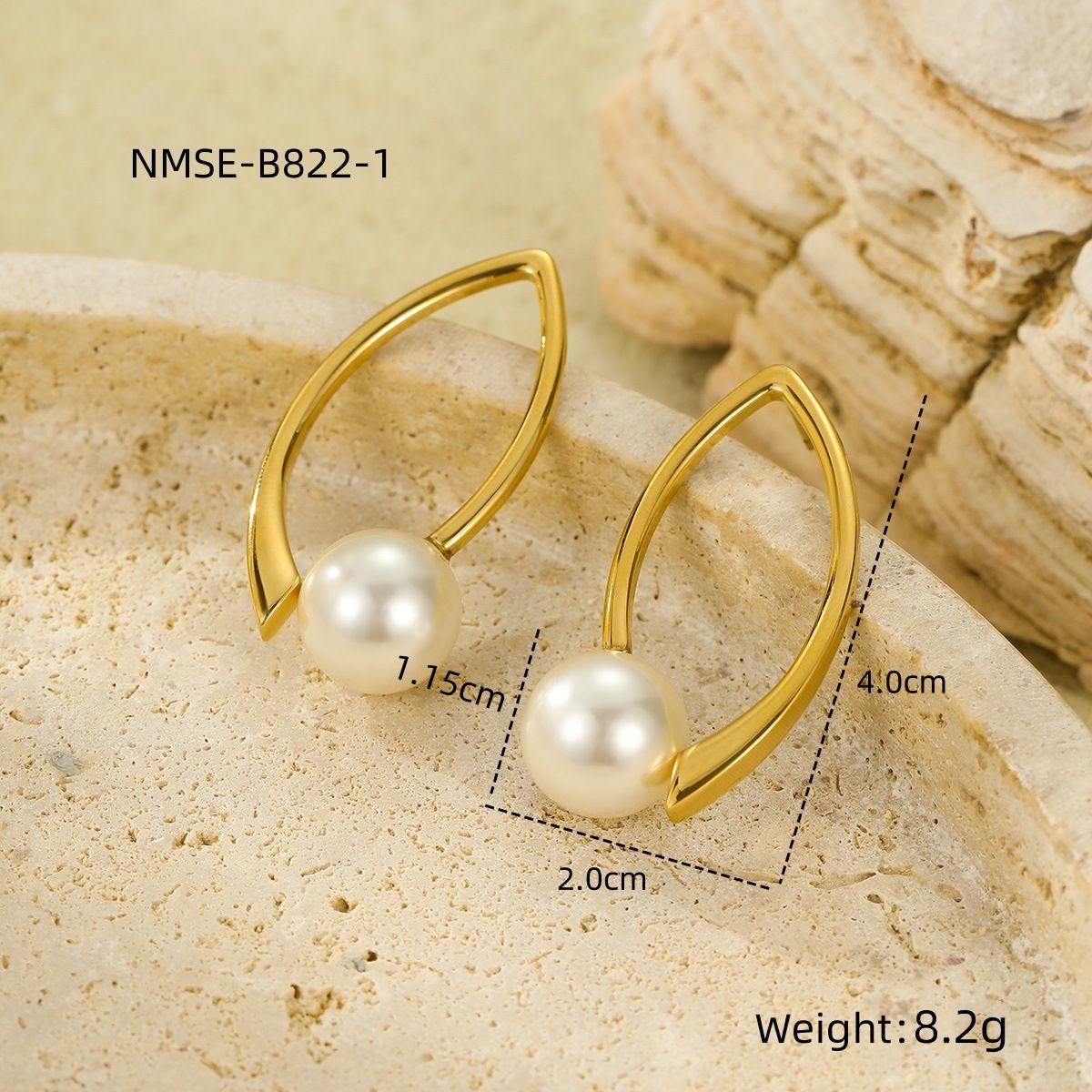 GEMCHIC Women s Stainless Steel Geometric Hollow Pearl Minimalist Elegant Earrings Stud Earrings Electroplated Ear Accessories
