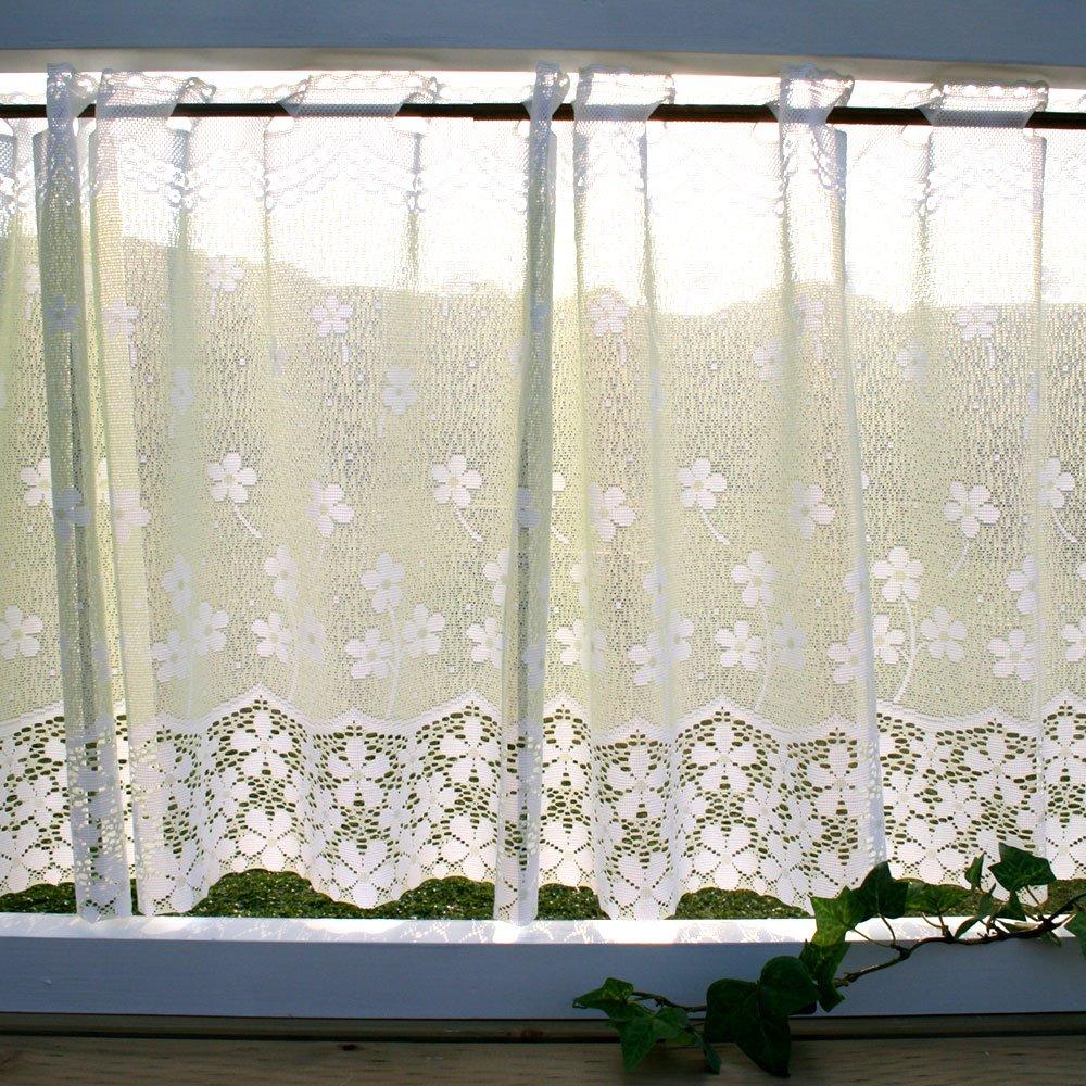 SunnyDayFabric Flower River Lace Cafe 150cm Wide x 48cm Long Curtain, Green, Approx.